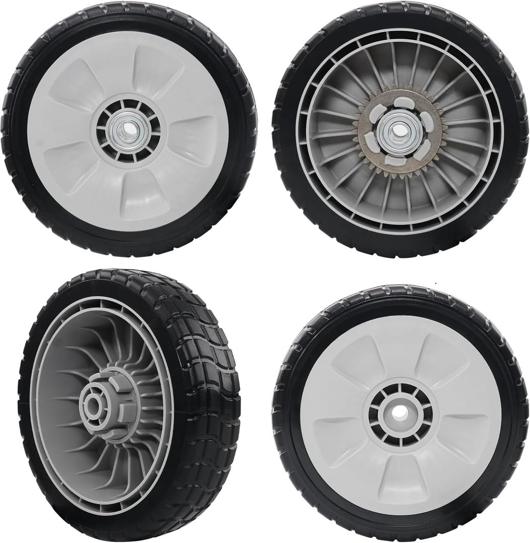 CheeMuii 4 Pack HRR216 Lawn Mower Drive Wheels 2 Rear Wheels 42710-VE2-M02ZE and 2 Front Wheels 44710-VL0-L02ZB Replace for Honda HRR216 HRS216 HRT216 Lawn Mower (8 inch-Back & Front-4PCS)