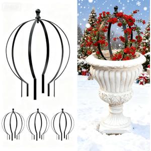 4 Pcs Large Metal Circle Trellis 17 x 13 Inch Garden Sculpture Globe Trellis for Climbing Plants Outdoor Potted Round Planter Decor Flowers Support Holder for Patio Courtyard Doorway