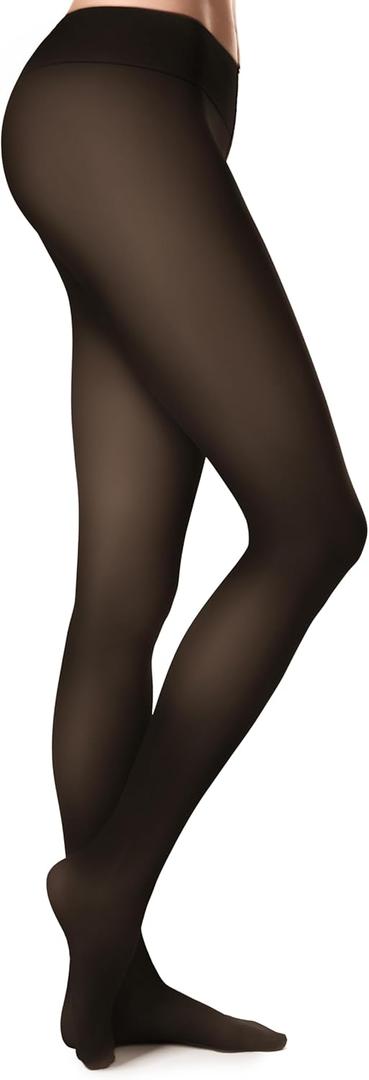 Womens Fleece-Lined Tights - Ultra-Warm Fake Sheer Look Pantyhose Thick Leggings for Winter