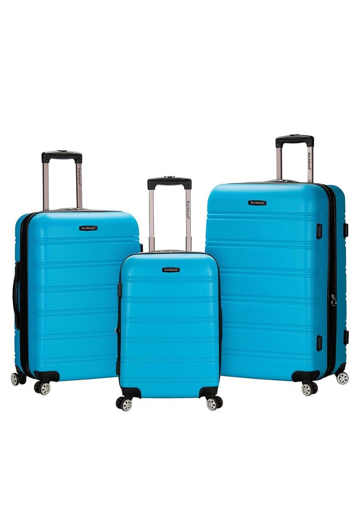 Rockland Melbourne Hardside Expandable Luggage with Spinner Wheels, Turquoise, 3-Piece Set (20/24/28)