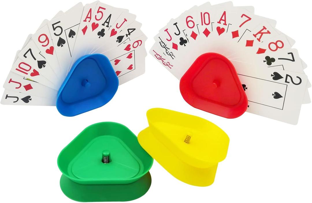 Yuanhe Playing Card Games Holder - 4Pack Little Hands Cards Tray for Kids, Seniors,Hands Free Cards Holders for Cards Game, Poker Parties, Family Card Game Nights