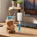 Willinglong Bear Straw Cup with Brush 19oz Glass Bear Cup with Straws and Lid Cute Mugs for Coffee Drink Cute Kawaii Bottle Mug for Juice Milk Tea Smoothies Infused Water Beverage Food Grade