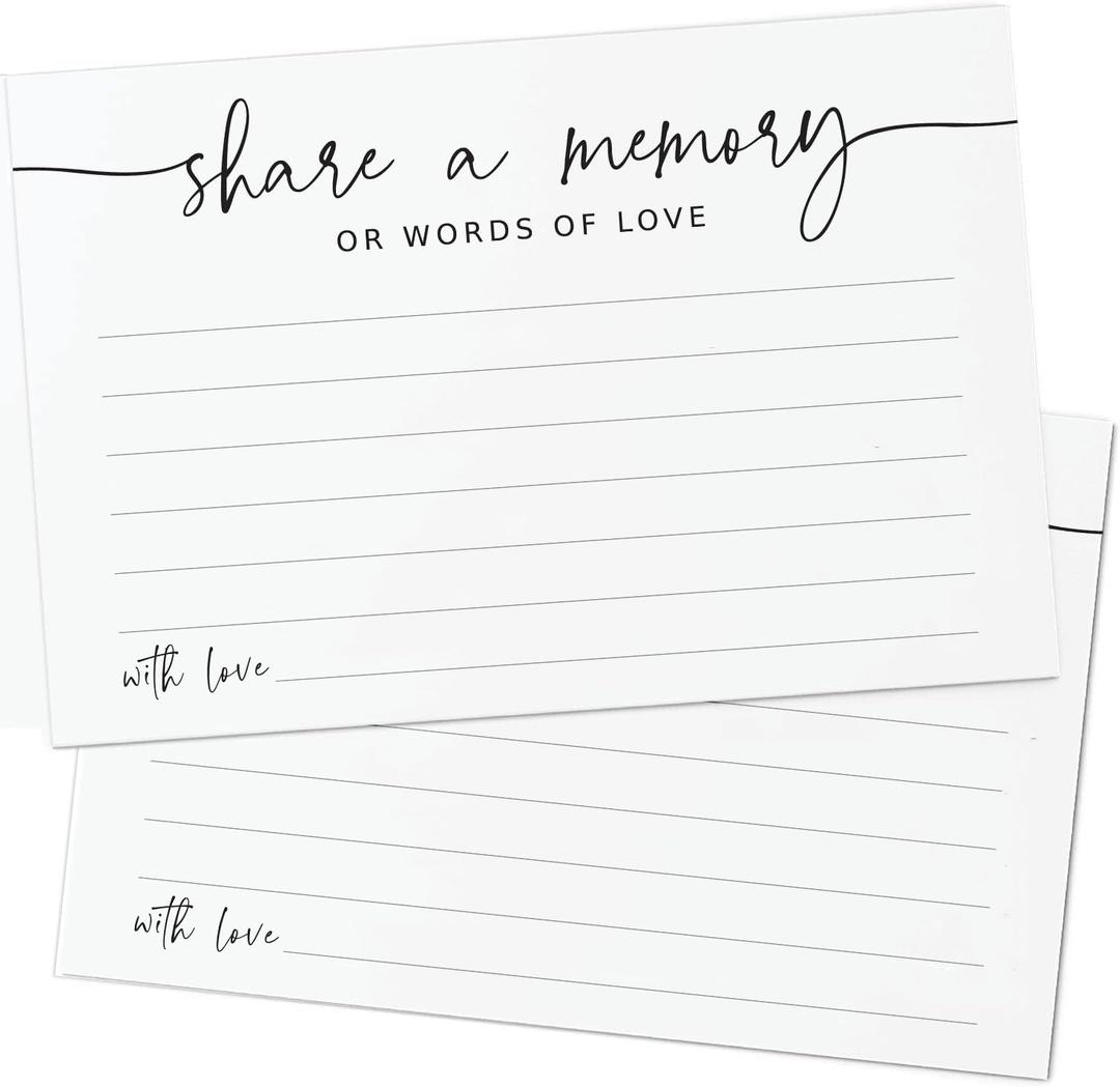 GardenCity Share a Memory Card - 50 Pack, Share a Memory Cards for Celebration of Life, Funeral, Memorial, Birthday, Graduation, Bridal Shower, 4 x 6", Minimalist
