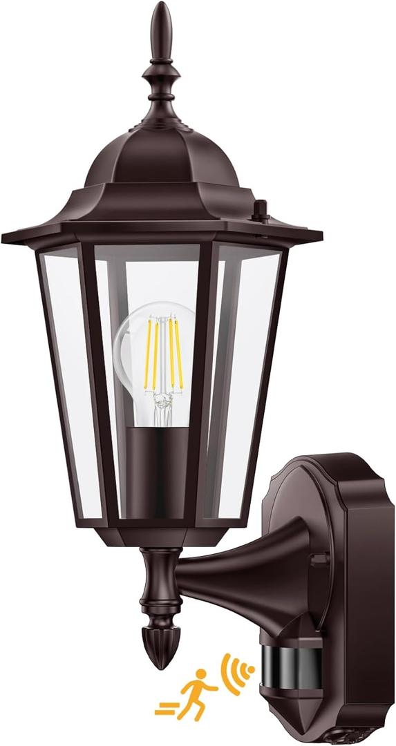 Lamomo Motion Sensor Outdoor Lights, Upgrade Dusk to Dawn Bronze Outdoor Light Fixture Wall Mounted, 100% Anti-Rust Aluminum Waterproof Porch Lights for Patio Front Door Garage