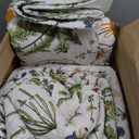 QSH Oversized King Quilt Bedding Set(128"x120"), 100% Cotton Floral Bedspread Set California King Extra Wide Yellow Flowers Leaves Plant Botanical Printed Quilt 3PCs Soft Lightweight Bedding Coverlet