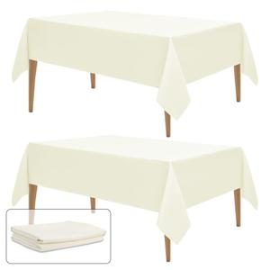 WIGENIUS 2 Pack Ivory Table Cloth Rectangle Tablecloths 60X84 Inch,Polyester Table Cloth for 4 Foot Rectangle Tables,Wrinkle Resistant Washable Fabric Table Covers for Party,Wedding Banquet