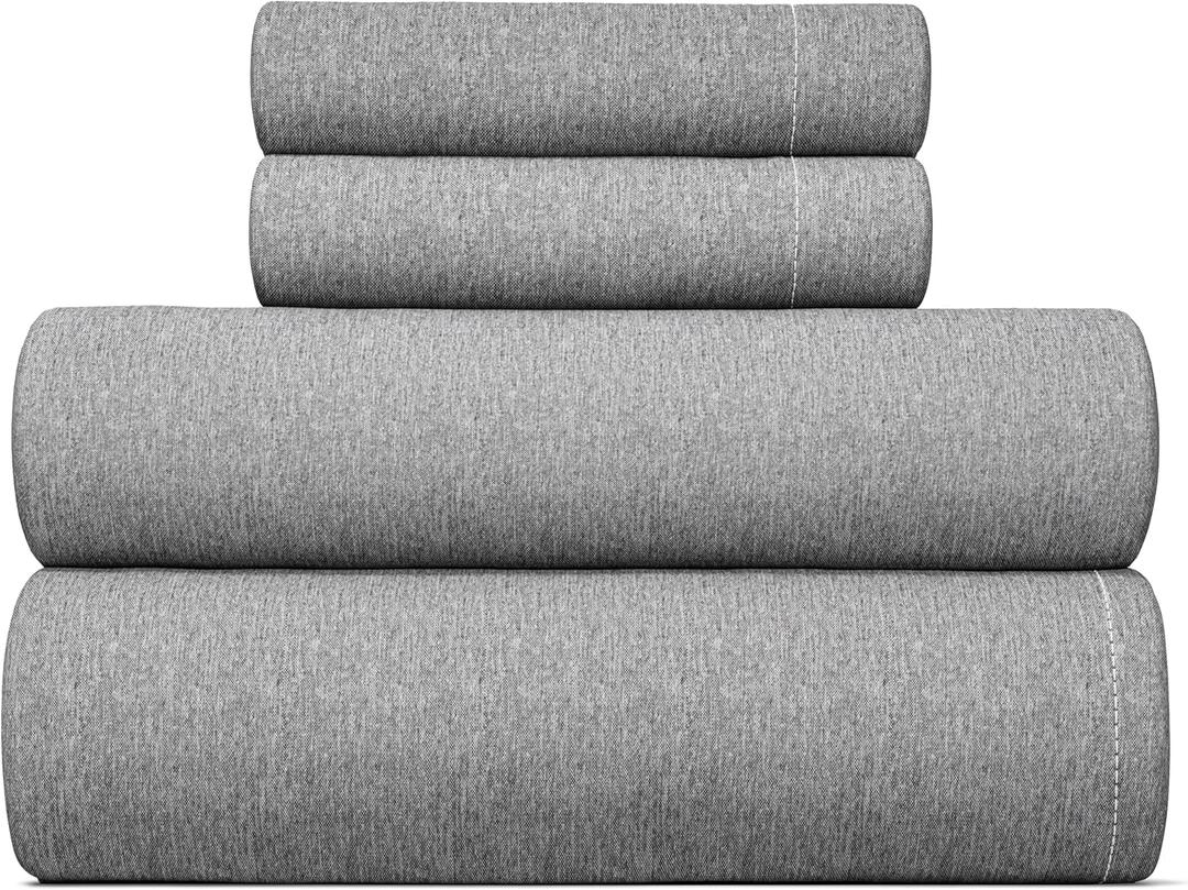 King Size 4 Piece Sheet Set - Breathable & Cooling Bed Sheets Set - Hotel Luxury Bedding for Women, Men, Kids & Teens - Deep Pockets, Easy-Fit, Soft, Wrinkle Free - Oeko-Tex - Grey Heathered Sheets
 Beage 2 Pillowcase 2 Sheets