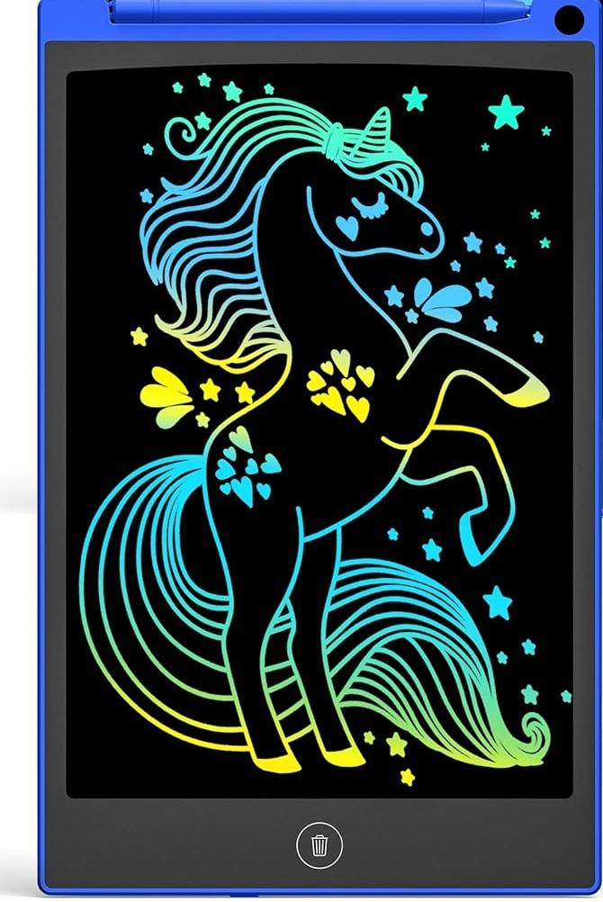 TECJOE LCD Writing Tablet, 8.5 Inch 1 Pack Colorful Doodle Board Drawing Tablet for Kids, Kids Travel Games Activity Learning Toys Birthday Gifts for 3 4 5 6 Year Old Boys and Girls, Blue