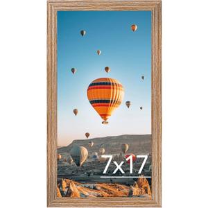JCJMY 7x17 Picture Frame Rustic Brown for Poster Photo Picture, Horizontal and Vertical Formats for Wall Hanging, 7 x 17 Wall Gallery Poster Photo Frame for 7 by 17 Photos Posters, Rustic Brown