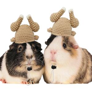 2 x Guinea Pig Turkey Hat - Mini Adjustable Strap, Lovely Handmade Rabbit Hat, Small Animal Clothes Accessories for Bunny Lizard Hamster Chinchilla Bearded Dragon