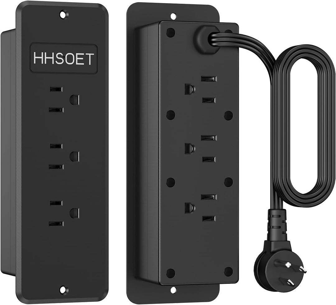 HHSOET Recessed Power Strip, Fast Charging Furniture Outlet Flat Plug, Flush Mount Surge Protection with 6 AC Outlets, 6ft Power Cord for Conference Table, Nightstand