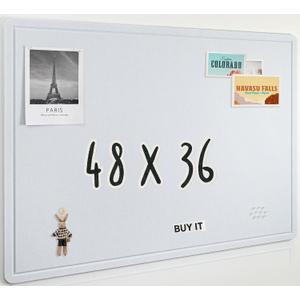 AKTOP White Cork Bulletin Board 48" x 36", Large Foldable Felt Notice Pin Board for Wall, 4' x 3' Decorative Corkboard Photo Board with Self-Adhesive Tape for Office, School & Home, 25 Pushpins