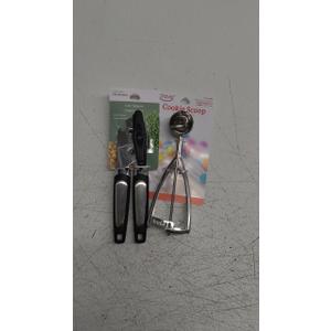 Cookie Dough Trigger Scoop: 1 oz. Stainless Steel Scooper Great for Baking, Scooping Ice Cream, Cookie Dough Scoop, Melon Ball Scoop, Meatball Scoop, Multi-Purpose Scooping Tool,Can Opener Manual, Handheld Strong Heavy Duty Stainless Steel Can Opener