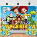 Toy Inspired Story Happy Birthday Backdrop Toy Inspired Story Banner Poster for Cartoon Theme Party Decorations Toy Inspired Story Birthday Supplies Background Studio Shoot Photo Props Booth