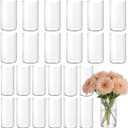 24 Pcs Glass Cylinder Vases for Centerpiece, 6 Inch Clear Cylinder Vase Bulk Small Glass Candle Holder Vases for Flowers Wedding Home Party (6"x3.4", 6"x2.6")