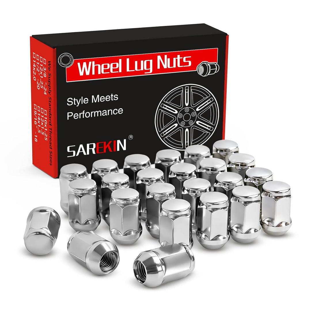 24 Pack M12x1.5 Lug Nuts 12mm 1.50 Chrome Acorn Wheel Lug Nuts Set Replacement for Ford Fusion Focus Escape, Honda Accord Civic CRV, Chevy Cruze Malibu, Dodge Journey, Jeep Compass Patriot Aftermarket