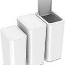 N. NETDOT 3 Pack (2 of 4 Gal & 1 of 2.6 Gal) Small Trash Can with Lid,Bathroom Garbage Can with Pop-Up Lid,Waste Basket for Bathroom,Kitchen,Bedroom,Powder Room,Craft Room,Office,College (Off White)
