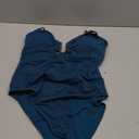 ZAFUL Women's One Piece Swimsuit Ribbed Open Back Bathing Suit Tummy Control Scoop Neck Adjustable Straps High Cut Swimwear (Medium, 2-peacock Blue)