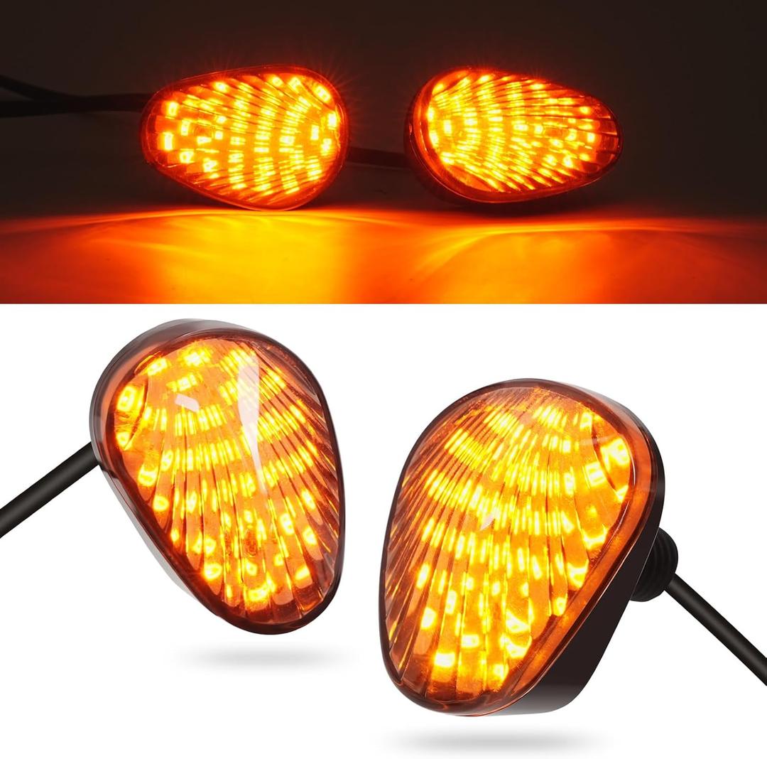 Benlari Flush Mount Motorcycle Turn Signal 2PCS 12V Smoked LED Indicator Light Blinker Compatible with Yamaha YZF R1 R3 R6 R6S TMAX MT-07 MT-09 Fazer FZ6 FZ1 FZ FZ6R FZ07 FZ8 FZ09,Amber