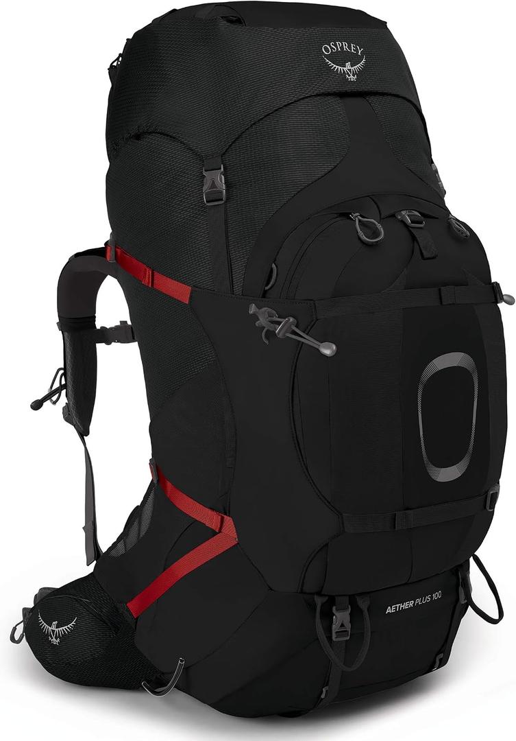Osprey Aether Plus 100L Men's Backpacking Backpack, Black L-XL