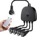 Christmas Light Controller with Remote, Multiple Lighting Effects, Timer, Dusk to Dawn Sensor Control, for Indoor Outdoor Holiday Xmas Lights, Waterproof(4 Channel/14 Functions,Black)