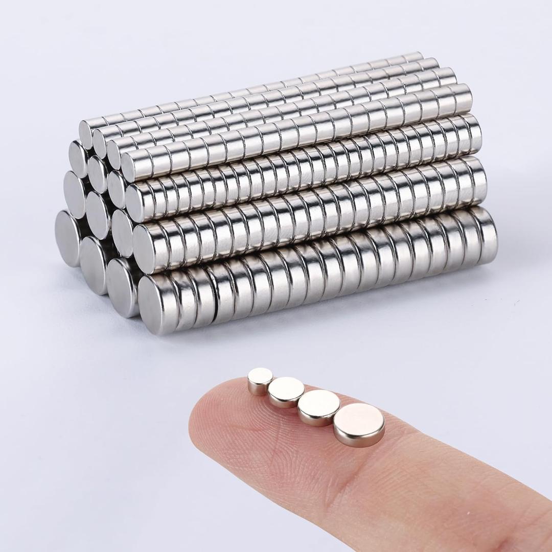 RHINOCATS 400Pcs Small Magnets, 4 Different Sizes Tiny Mini Magents, Multi-Use for Fridge, DIY, Office, Hobbies, Crafts and Science