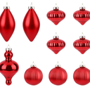 10Pcs Multiple Styles Glass Christmas Ball Ornaments for Tree Decorations, Red Christmas Balls Finials Glass Hanging Ornaments for Christmas Holiday Party Home Decor, Xmas Decor, Red