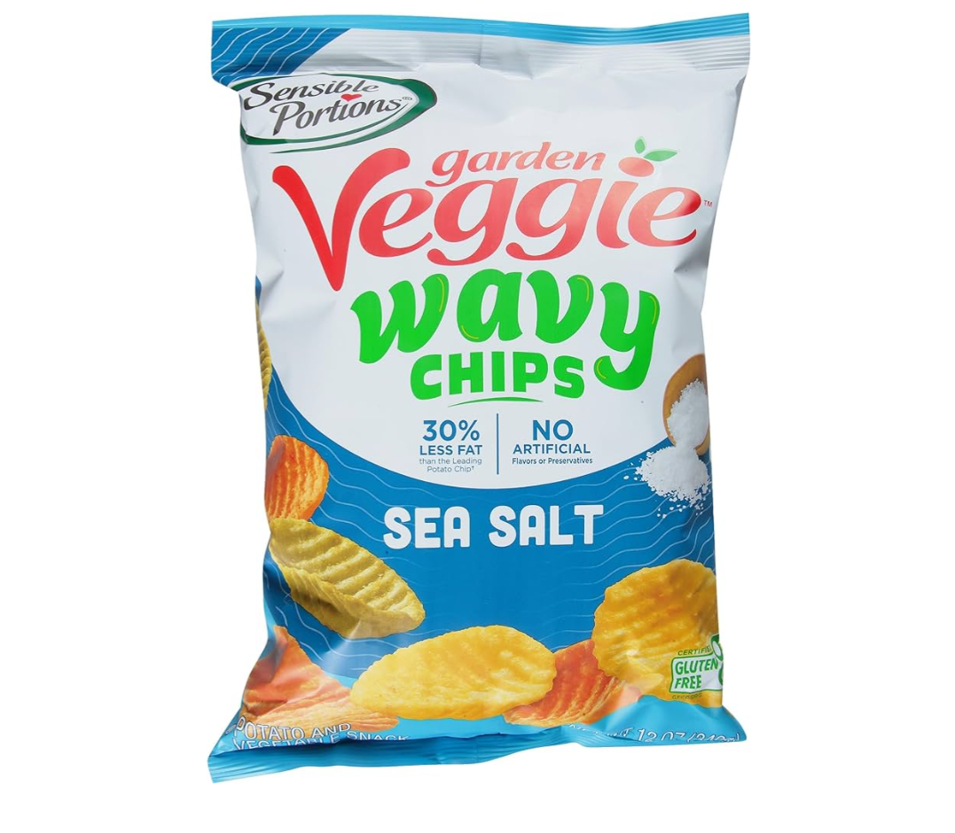 Sensible Portions Garden Veggie Sea Salt Wavy Chips, 12 oz (Pack of 8), Best Before Date 02/21/2026