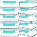 KOMUEE 10 Packs 30 oz Glass Meal Prep Containers,Glass Food Storage Containers with Lids,Airtight Lunch Bento Boxes,Microwave, Oven, Freezer and Dishwasher, Green