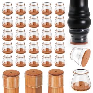 Ansible 24 pcs Chair Leg Floor Protectors, Silicone Felt Furniture Leg Pads Caps Covers for Hardwood Floors (Fit Round Diameter 1-5/16" to 2")