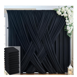 50ft x 10ft Thick Black Backdrop Curtain for Wedding Parties, 10 Panels Polyester Black Photo Backdrop Drapes Back Drop Cloth for Birthday Graduation Photography Background Home Decorations