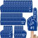Sinmoe 48 Pieces Sport Party Favors Fan Foam Finger Mini #1 Basketball Baseball Football Soccer Team Cheerleader Gifts for Sporting Events Games Birthday Supplies (Dark Blue)