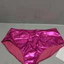 Kepblom Metallic High Waisted Booty Shorts Women's Shiny Cheeky Dance Festival Rave Bottoms (Hot Pink) XL