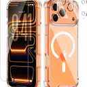 for iPhone 17 Pro Max Case with Tempered Glass Screen Protector & Lens Protector, Compatible with MagSafe, Military-Grade 4-Corner Shockproof, Magnetic & Anti-Yellowing Clear Case