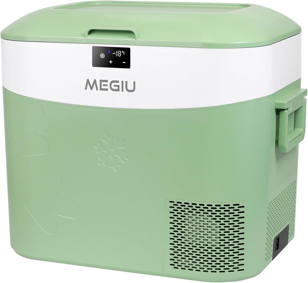 Megiu Car Fridge Portable 12 Volt Refrigerator 23 Quart (22 Liter) Freezer Compressor Cooler 12V/24V DC 110240 V AC for Outdoor, Camping, Travel, Home Use -18~+15 (Green)