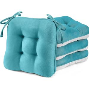 BETU Chair Cushions for Dining Chairs Set of 4,3.5" Thick Kitchen Table Chair Pads with Ties,Non Slip Backing and Covers, Seat Cushion for Dining Room,Bar,Patio Chairs,16"X16"X3.5",Teal