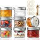 8 Pack Small Glass Jars with Lids - 4oz Vintage Embossed Mini Mason Jars ,Regular Mouth Mason Canning Jar with Seal Bands for Jam, Honey, Jelly, Dessert, Spice, Wedding Favors, DIY Candles Decor