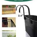 vensovo 16 Inch Railing Planter for Outdoor Plants - 5 Pack Large Metal Balcony Hanging Planters with Detachable Hooks and Drain Holes Oval Box Rail Pots for Home Garden Fence, Black