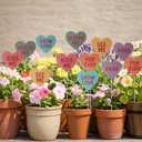 Frienda 12 Pcs Vintage Valentine's Day Planter Stakes for Outdoor Valentine's Day Conversation Yard Hearts Decor Red Pink Pastel Candy Metal Hearts Plant Stakes Sign for Patio Lawn Garden(Candy Color)