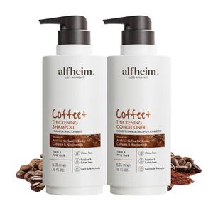 ALFHEIM Coffee+ Thickening Shampoo & Conditioner Set for Fine & Thinning Hair with Caffeine, Biotin & Arabica Coffee Oil Strengthening, Moisturizing & Volumizing Duo Sulfate-Free 18 oz 2