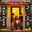 Upgraded, Ideal New Years Eve Party Supplies 2026, 300D Premium New Year Banner, Large 71x12in (with 2pcs Golden hanging rod) (Classic Diamond Style Design) HD Printing, Perfect for NYE Decorations