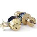 Lewis Hyman 1734101 Atlas Ball Door Lock Knob Combo Kit, Polished Brass, 2 Pack