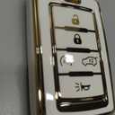 Key Fob Cover Keychain Kit Compatible with Jeep Grand Cherokee L Gladiator Wagoneer Grand Wagoneer Accessories White