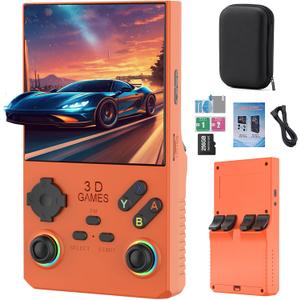 V40 Max Handheld Game Console, 40000 Games 4 inch IPS Screen Retro Arcade Console, 256G 4000mAh Mini Portable Pocket Video Console Gift for Adults (Orange)
