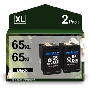 65XL Black Ink Cartridge Replacement for HP 65 65XL 65XXL Work with HP Envy 5070 5014 5055 5000 5052 5010 DeskJet 3755 3700 2600 (2 Black)