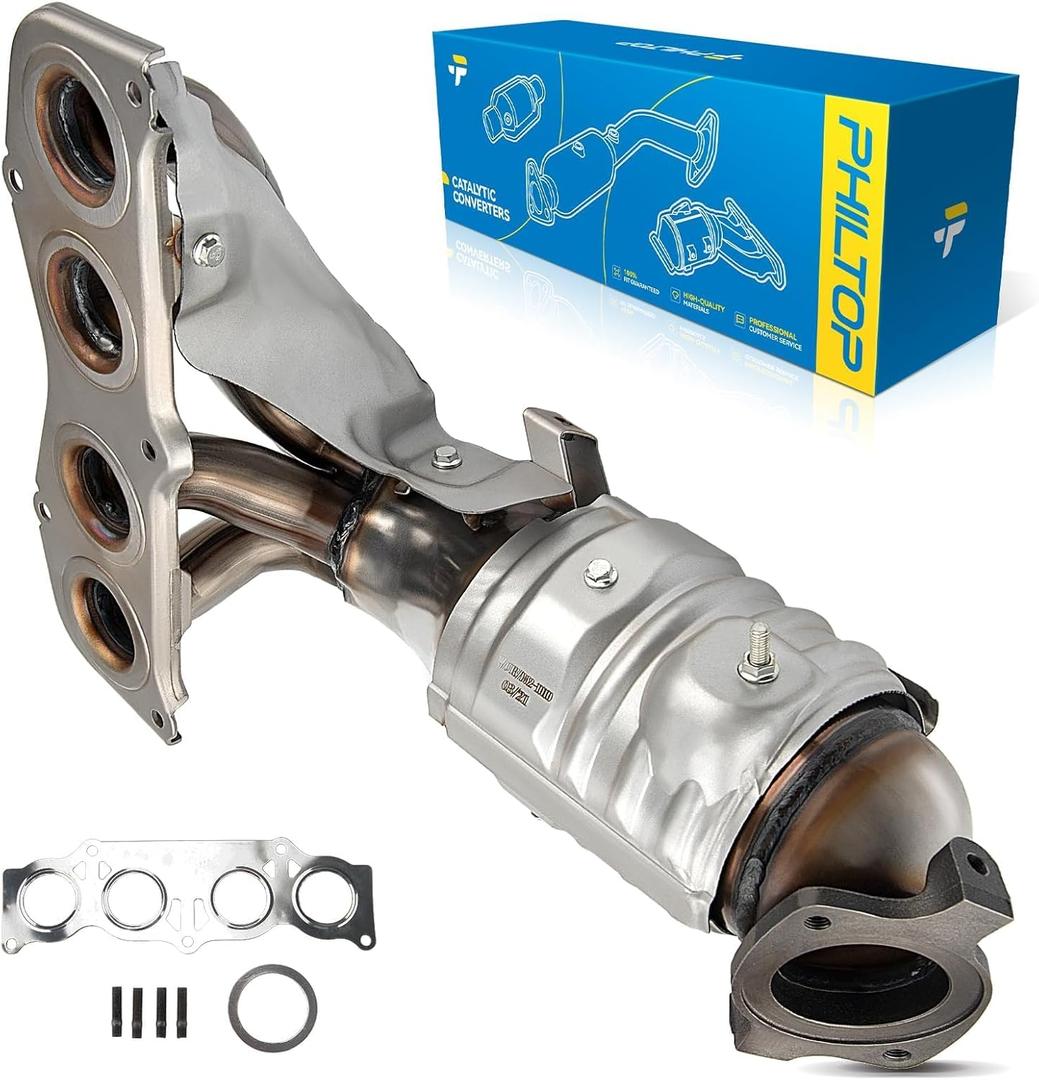 PHILTOP Front Catalytic Converter Compatible with 2002-2006 Camry/Solara 2.4L - Replace# OE 16384, 641518, 40587 Direct-Fit Stainless Steel (EPA Compliant)
