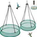 2 Pack Bird Seed Catcher for Outdoor Feeders, 24in & 16in Adjustable Hanging Trays with 4in Anti-Spill Height, Hanging Hoop Bird Seed Catcher Tray for Hummingbird Feeders Outdoor Garden Accessories