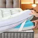 Fracho 4 Inch Twin Memory Foam Mattress Topper, Dual Layer Design with 2" Bamboo Rayon Pillow Top & 2" Cooling Gel Memory Foam, CertiPUR-US Certified Medium-Firm Bed Topper for Pressure Relief