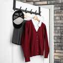 2 x TICONN Over The Door Hooks, 6 Heavy Duty Dual Coat Rack All Aluminium Coat Hanger for Jacket Hat Towel in Bathroom Bedroom Dorm(Black, 1PK)