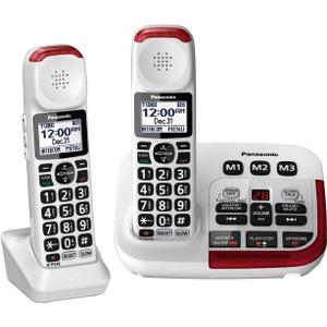 Panasonic KX-TGM420W + (1) KX-TGMA44W Amplified Cordless Phone with Digital Answering Machine and Voice Volume Booster upto 40 dB (2 Handsets)